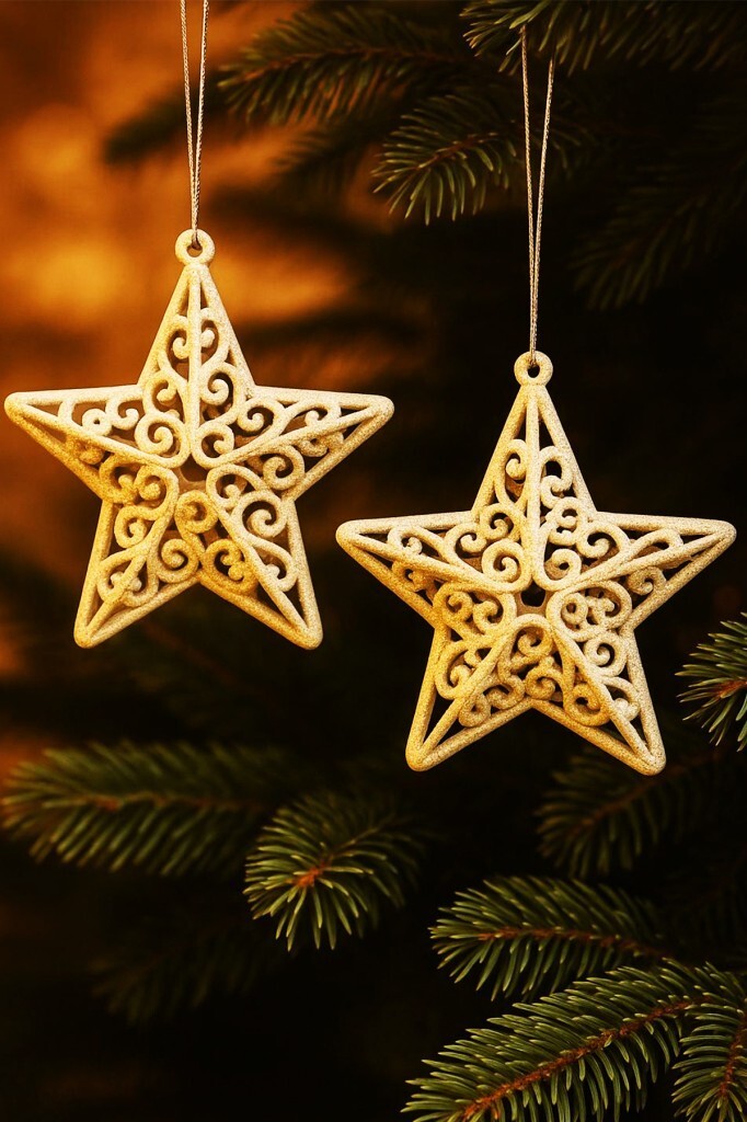 Beysüs Yılbaşı Çam Ağacı Süsü Yıldız 2 li Beyaz - 3