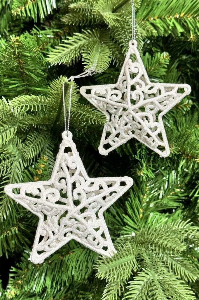 Beysüs Yılbaşı Çam Ağacı Süsü Yıldız 2 li Beyaz - 4