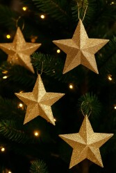 Beysüs Yılbaşı Çam Ağacı Süsü Yıldız 7 cm 4 lü Gold - Beysüs