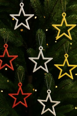 Beysüs Yılbaşı Çam Ağacı Süsü Yıldız Renkli 6 Lı 5 cm - 2