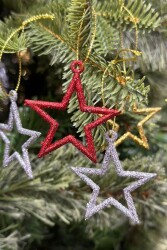 Beysüs Yılbaşı Çam Ağacı Süsü Yıldız Renkli 6 Lı 5 cm - 4