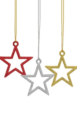 Beysüs Yılbaşı Çam Ağacı Süsü Yıldız Renkli 6 Lı 5 cm - 5