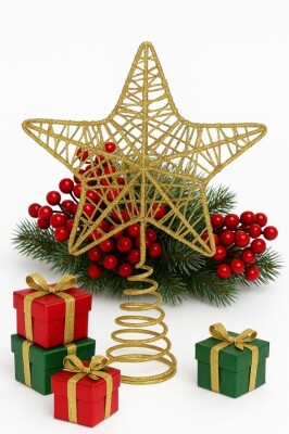 Beysüs Yılbaşı Çam Ağacı Tepeliği Tel Tepelik Gold - 2