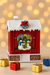 Beysüs Yılbaşı Dekor Ev Şeklinde Püskürtmeli Işıklı ve Müzikli Kar Küresi - Beysüs