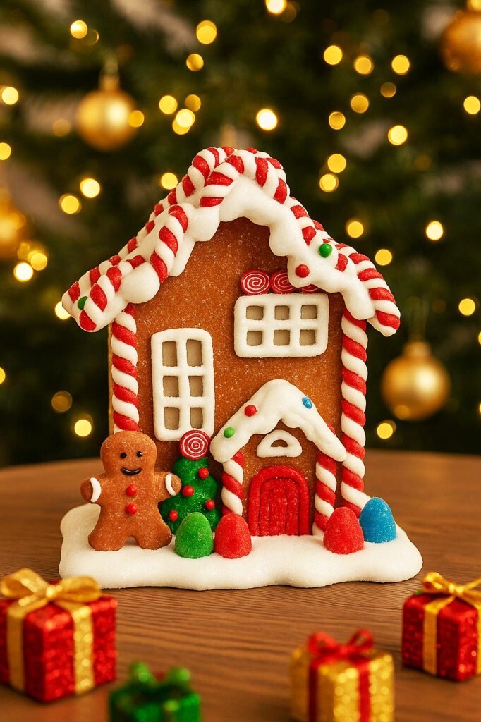 Beysüs Yılbaşı Dekor Kırmızı Beyaz Şeker Süslemeli Ginger House - 3