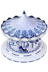 Beysüs Yılbaşı Dekor Lüks Carousel Beyaz Mavi Safir Kadife - 2