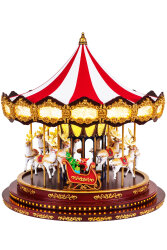 Beysüs Yılbaşı Dekor Lüks Carousel Kırmızı Beyaz Kadife - Beysüs