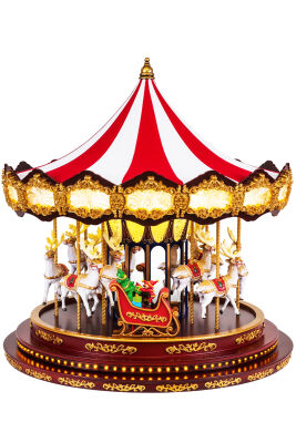 Beysüs Yılbaşı Dekor Lüks Carousel Kırmızı Beyaz Kadife - 1