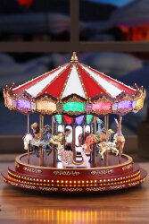 Beysüs Yılbaşı Dekor Lüks Carousel Kırmızı Beyaz Marquee Premium - 2