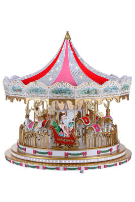 Beysüs Yılbaşı Dekor Lüks Carousel Kırmızı Pembe Kristal Taşlı - 1