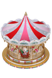 Beysüs Yılbaşı Dekor Lüks Carousel Kırmızı Pembe Kristal Taşlı - 3