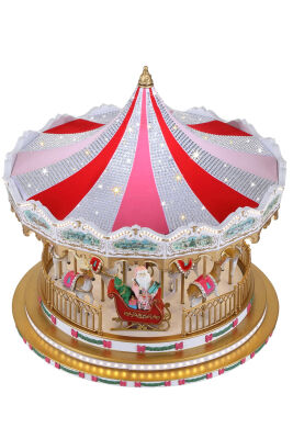 Beysüs Yılbaşı Dekor Lüks Carousel Kırmızı Pembe Kristal Taşlı - 3