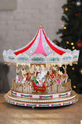 Beysüs Yılbaşı Dekor Lüks Carousel Kırmızı Pembe Kristal Taşlı - 2