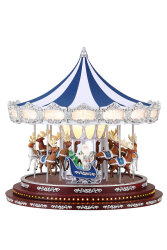 Beysüs Yılbaşı Dekor Lüks Carousel Mavi Beyaz Kadife - Beysüs
