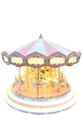 Beysüs Yılbaşı Dekor Lüks Carousel Pembe Beyaz Marquee Premium - 1