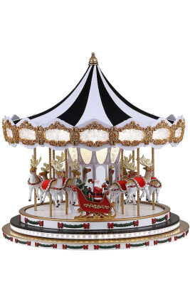 Beysüs Yılbaşı Dekor Lüks Carousel Siyah Beyaz Kadife - 1