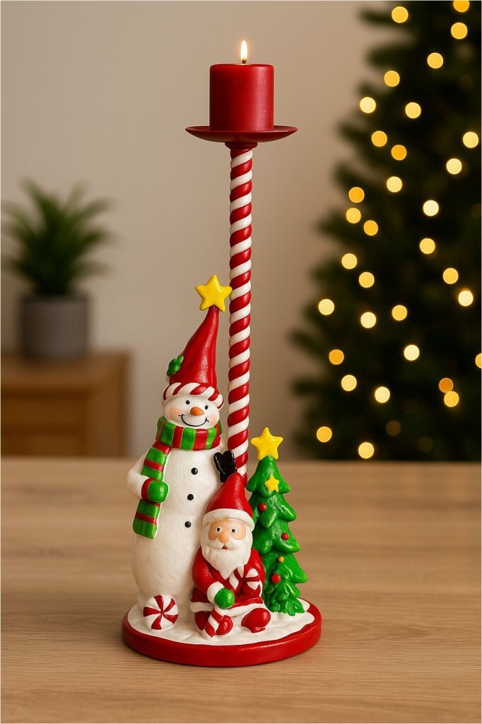 Beysüs Yılbaşı Dekoratif Kardan Adam Mumluk Şamdan 27 Cm - 2