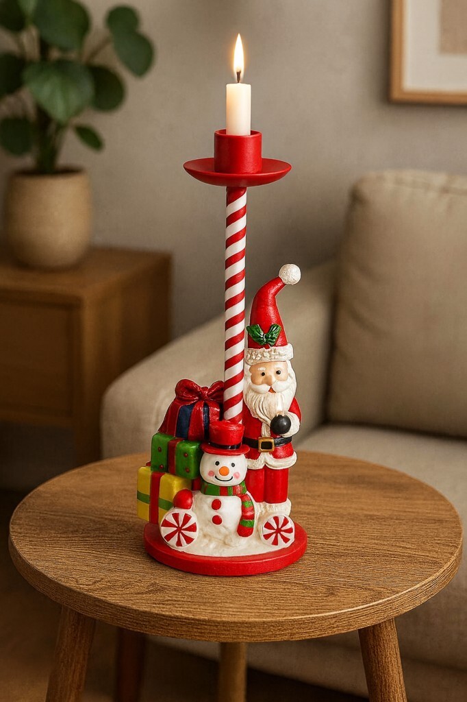 Beysüs Yılbaşı Dekoratif Noel Baba Mumluk Şamdan 27 Cm - 2