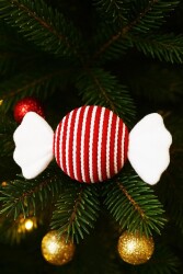 Beysüs Yılbaşı Dekoratif Şeker Süsü 25 cm Kırmızı Beyaz Çizgili - 3