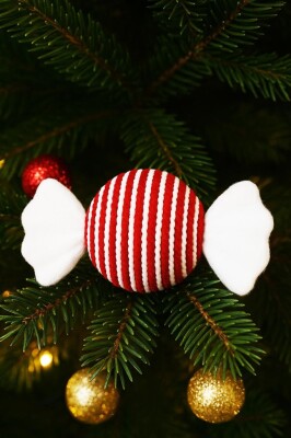 Beysüs Yılbaşı Dekoratif Şeker Süsü 25 cm Kırmızı Beyaz Çizgili - 3