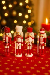 Beysüs Yılbaşı Fındıkkıran Asker 12 cm 4 lü Kırmızı Beyaz - 3