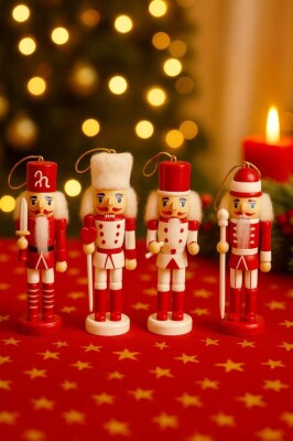 Beysüs Yılbaşı Fındıkkıran Asker 12 cm 4 lü Kırmızı Beyaz - 3