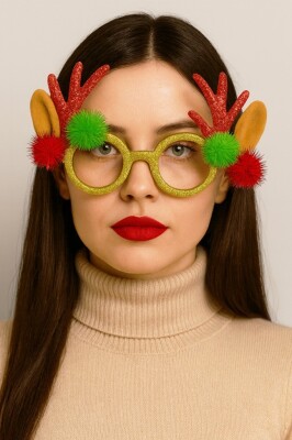 Beysüs Yılbaşı Gözlüğü Ponponlu Boynuzlu - 1