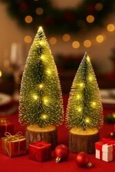 Beysüs Yılbaşı Işıklı Mini Masa Çamı 2’li Set 19-22 cm Dekoratif Ağaç - 2
