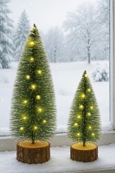 Beysüs Yılbaşı Işıklı Mini Masa Çamı 2’li Set 19-22 cm Dekoratif Ağaç - Beysüs