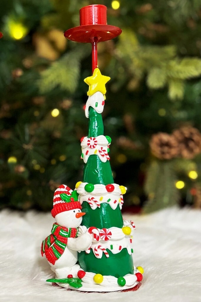 Beysüs Yılbaşı Şamdan Çam Ağacı Kardan Adam Mumluk - 3