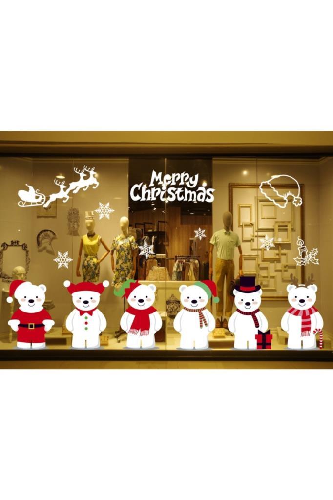 Beysüs Yılbaşı Statik Yapışkansız Sticker Sevimli Ayılar - 1