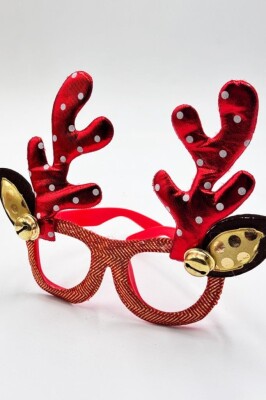 Beysüs Yılbaşı Süsü Gözlük Geyik Boynuz Gold Çanlı Kırmızı Puantiyeli - 3