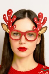 Beysüs Yılbaşı Süsü Gözlük Geyik Boynuz Gold Çanlı Kırmızı Puantiyeli - Beysüs