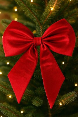 Beysüs Yılbaşı Süsü Lüks Büyük Kırmızı Fiyonk 70 cm - 3