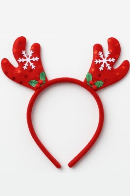 Beysüs Yılbaşı Tac Geyik Boynuz Fiyonk Kırmızı Karlı - 3