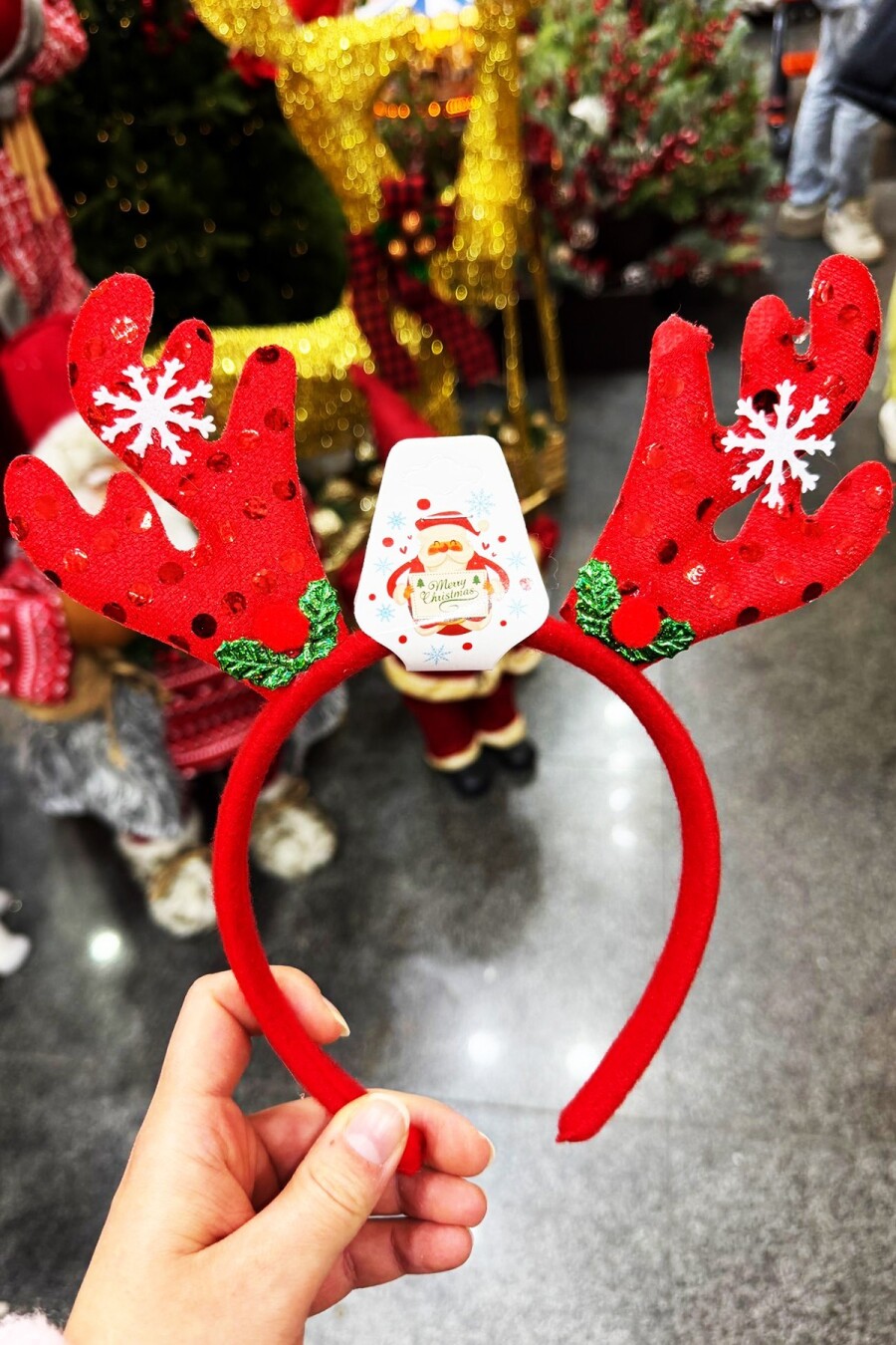 Beysüs Yılbaşı Tacı Kartaneli Pullu Geyik Boynuzlu Kırmızı - 2