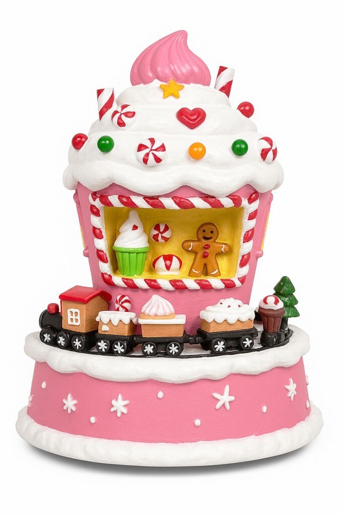 Beysüs Yılbaşı Ürünleri Dekoratif Kurabiye Ev Işıklı Müzikli Hareketli Tren BYS0004 - 2