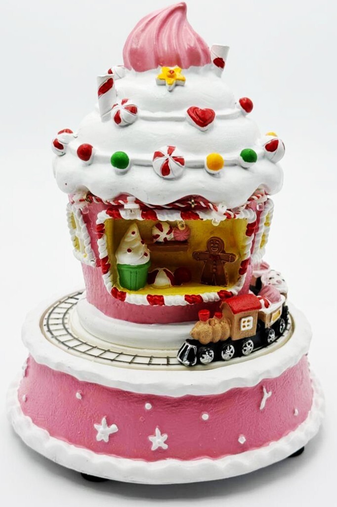 Beysüs Yılbaşı Ürünleri Dekoratif Kurabiye Ev Işıklı Müzikli Hareketli Tren BYS0004 - 3