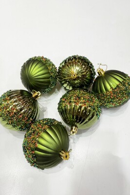 eysüs Yılbaşı Çam Ağacı Süsü Pullu Yeşil Top 8 cm 6’lı - 3