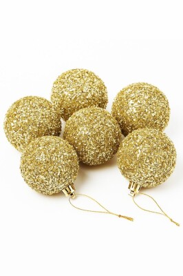 Beysüs Yılbaşı Çam Ağacı Süsü Parlak Gold Simli Cici Top 7cm 6'lı - 3