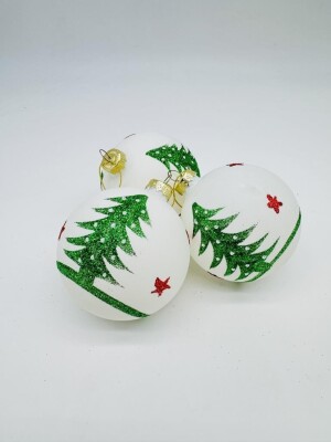 Beysüs Yılbaşı Çam Ağacı Süsü Parlak Noel Ağaç Holiday Cici Top 8cm 3'lü - 4