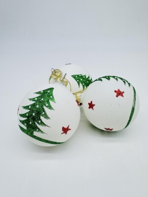 Beysüs Yılbaşı Çam Ağacı Süsü Parlak Noel Ağaç Holiday Cici Top 8cm 3'lü - 6