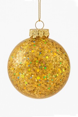 Beysüs Yılbaşı Çam Ağacı Süsü Parlak Özel Gold Simli Holiday Cici Top 8cm 3'lü - 1