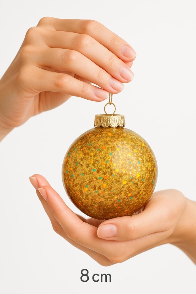 Beysüs Yılbaşı Çam Ağacı Süsü Parlak Özel Gold Simli Holiday Cici Top 8cm 3'lü - 2