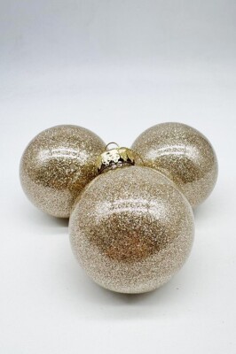 Beysüs Yılbaşı Çam Ağacı Süsü Parlak Özel Gold Simli Holiday Cici Top 8cm 3'lü - 3