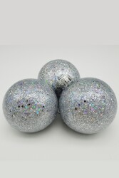 Beysüs Yılbaşı Çam Ağacı Süsü Parlak Özel Gümüş Simli Holiday Cici Top 8cm 3'lü - 2