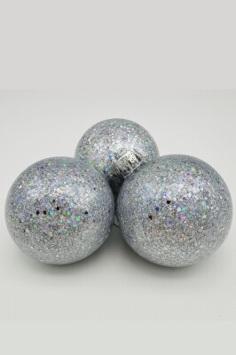 Beysüs Yılbaşı Çam Ağacı Süsü Parlak Özel Gümüş Simli Holiday Cici Top 8cm 3'lü - 2