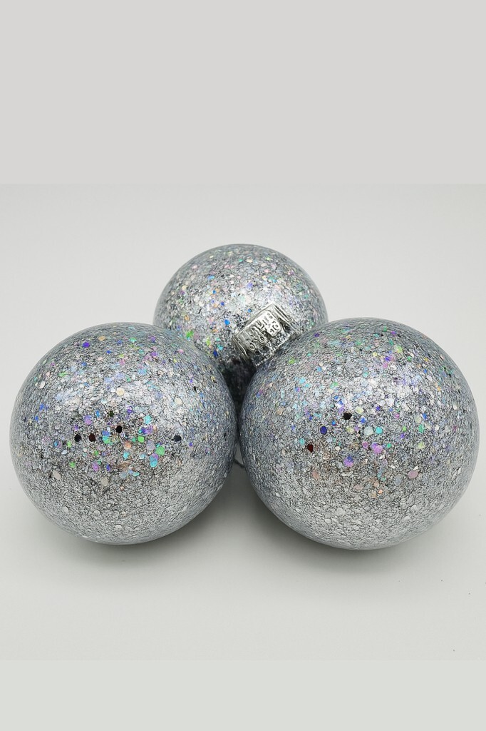 Beysüs Yılbaşı Çam Ağacı Süsü Parlak Özel Gümüş Simli Holiday Cici Top 8cm 3'lü - 2