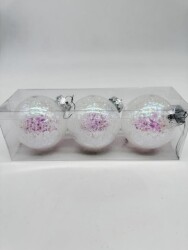 Beysüs Yılbaşı Çam Ağacı Süsü Parlak Özel İnci Simli Holiday Cici Top 8cm 3'lü - 5