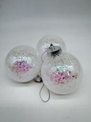 Beysüs Yılbaşı Çam Ağacı Süsü Parlak Özel İnci Simli Holiday Cici Top 8cm 3'lü - 6